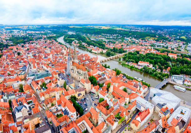 istock Regensburg city aerial panoramic view, Germany 1402506314