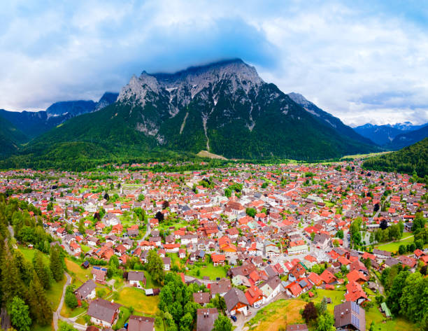 istock Mittenwald town aerial panoramic view, Germany 1402506333