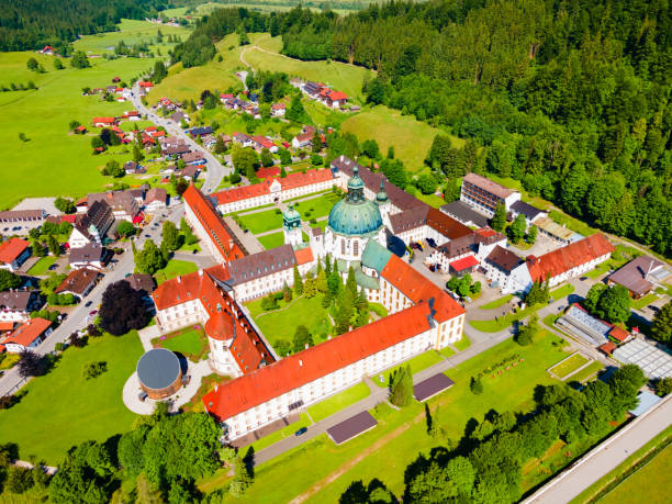 istock Ettal Abbey aerial panoramic view, Germany 1402506361