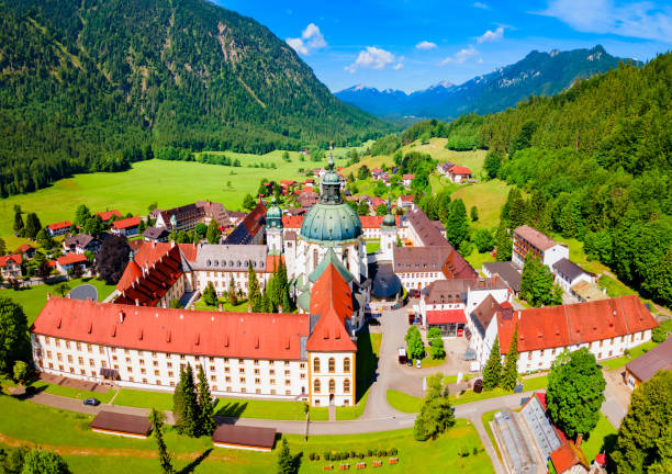 istock Ettal Abbey aerial panoramic view, Germany 1402506366