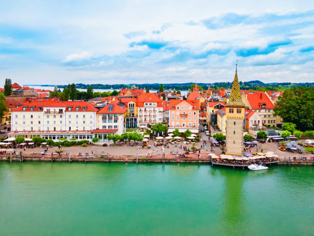 istock Lindau aerial panoramic view in Bavaria, Germany 1402506385