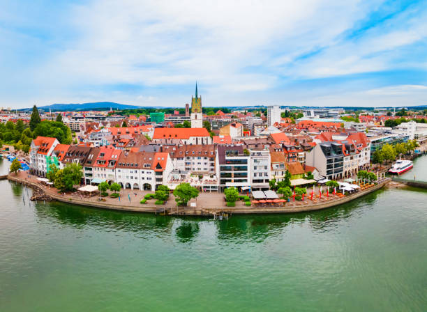 istock Friedrichshafen aerial panoramic view in Bavaria, Germany 1402506397