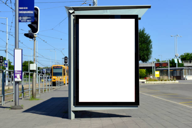 composite image of bus shelter at a bus stop. background for mock-up stock photo