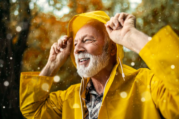 Men Yellow Sailor Raincoat Stock Photos 