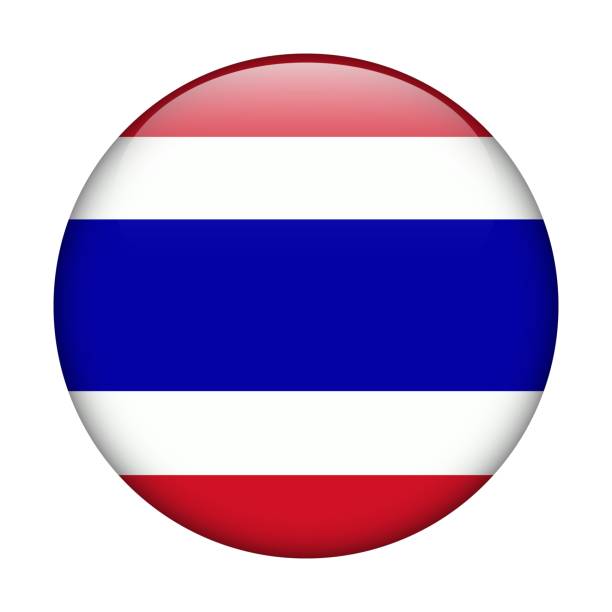태국 국기. 벡터 아이콘입니다. 웹, 앱, ui 용 유리 버튼. 광택있는 배너. - thailand thai flag flag push button stock illustrations