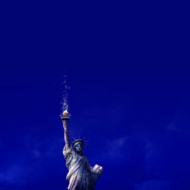 istock Conceptual Statue of Liberty with glowing torch 1402514564