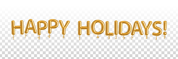 Vector realistic isolated golden balloon text of Happy Holidays on the transparent background.