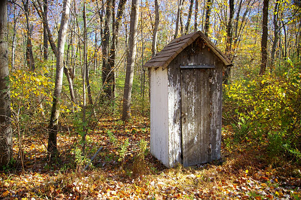 This is a traditional outhouse that could be found outside most country homes.