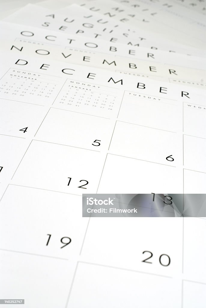 Passing of time. Closeup image of months on the calendar. 2000-2009 Stock Photo