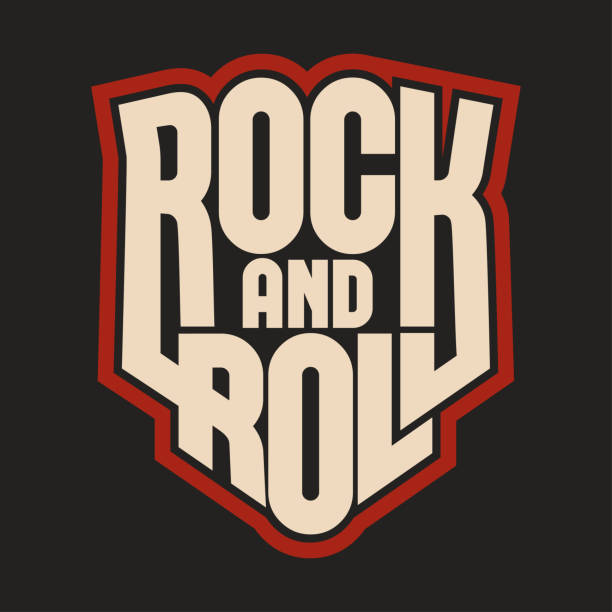 rockowy napis, plakat lub t-shirt design, wektor - rock stock illustrations