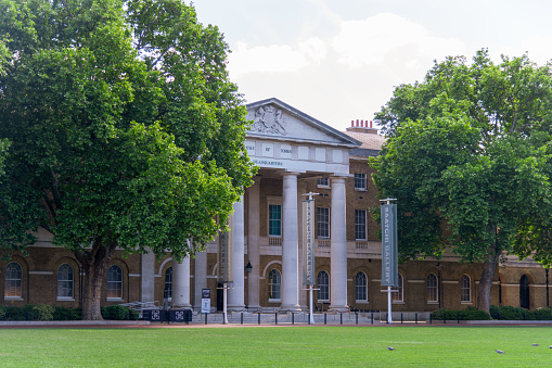 London, United Kingdom - May 22, 2022: Saatchi Gallery with lush trees and grass