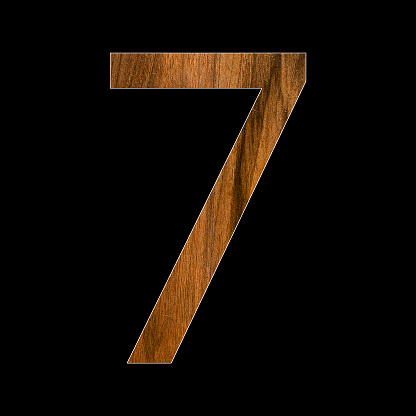 Number 7 in wood texture - black background