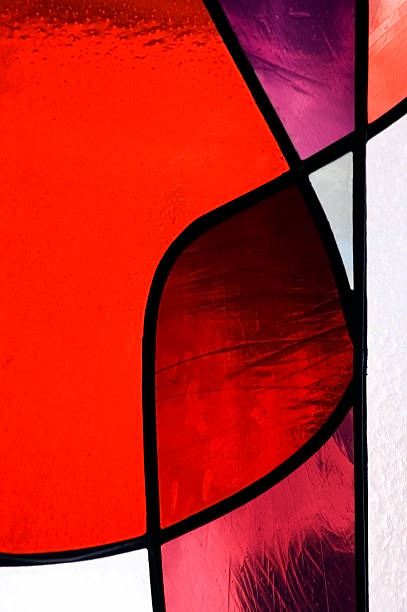 istock Stained glass colored in red and white 140253422