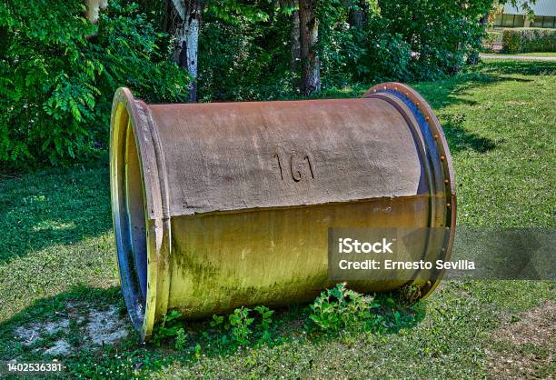 Large Steel Pipe Used In The Ancient Conduction Of Water To The Cities Selective Focus Stock Photo - Download Image Now