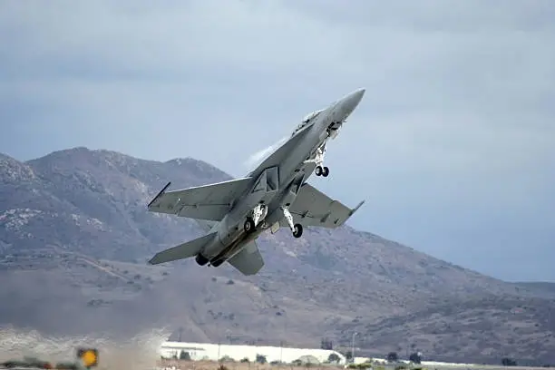military jet at take off
