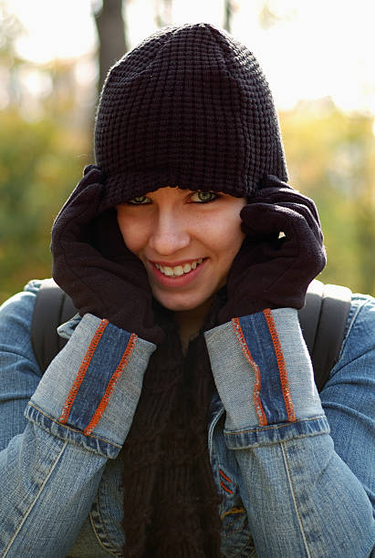 Young woman wearing hat. stock photo