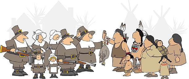 미국 추수감사절 - thanksgiving pilgrim turkey little girls stock illustrations