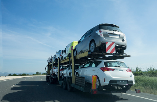 Vehicle transport truck on highway