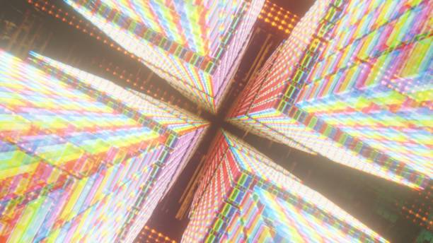 istock Inside the screen with the futuristic pixels connected fiber optic 1402545569