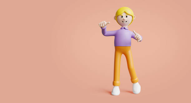 istock 3d render of young man funny pose. 1402546093