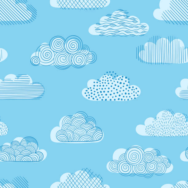 Doodle blue sky. Black and white seamless pattern of doodle clouds. design background greeting cards and invitations to the wedding, birthday, mother s day and other seasonal autumn holidays Doodle blue sky. Black and white seamless pattern of doodle clouds. design background greeting cards and invitation to the wedding, birthday, mother s day and other seasonal autumn holidays cloud outline background stock illustrations