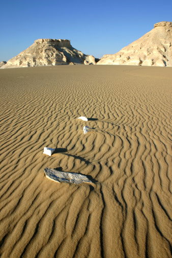 The White Desert of Egypt with its various limestone formations has many looks, depending on light and angle.