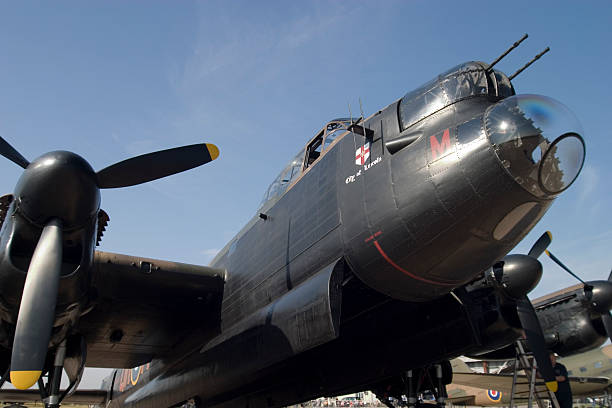 Lancaster Bomber A langaster bomber at RAF Leuchars, one of the very last to be made now part of the Battle if Britain Memorial Flight lancaster texas stock pictures, royalty-free photos & images