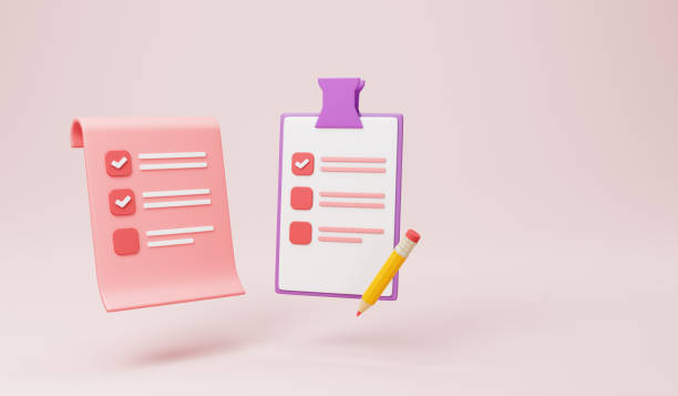 istock 3D clipboard and pencil on pink background, notepad icon 1402567083