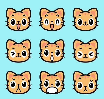 Animal characters vector art illustration.
Cute facial expression icon of the cat.