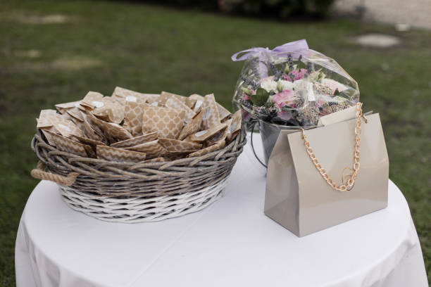istock gifts on the table in the restaurant wedding 1402576885