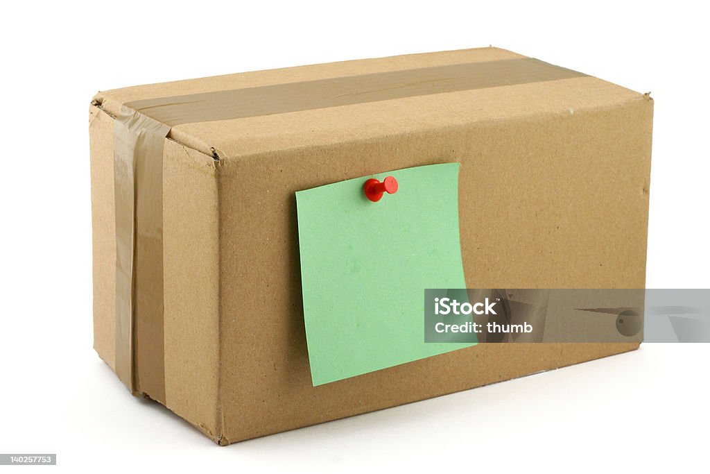 Картонная коробка с штырьковый Примечание - Стоковые фото Белый роялти-фри