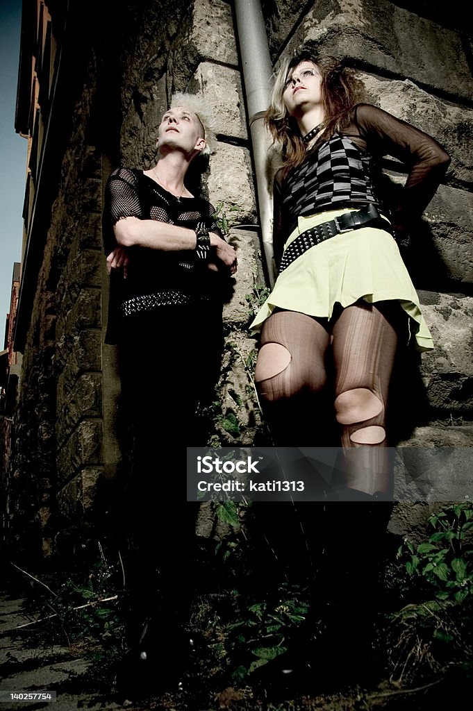 punk couple portrait of a goth/punk couple Adult Stock Photo