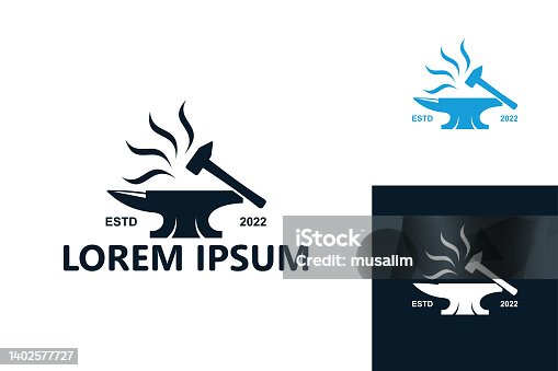 istock Blacksmith, iron work logo template design vector 1402577727