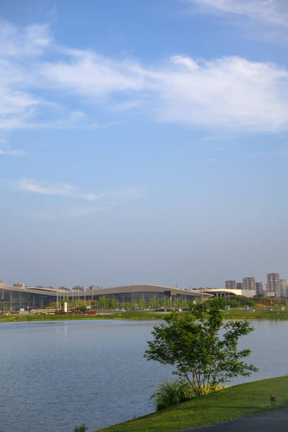 istock Chengdu City and river at dusk 1402582400