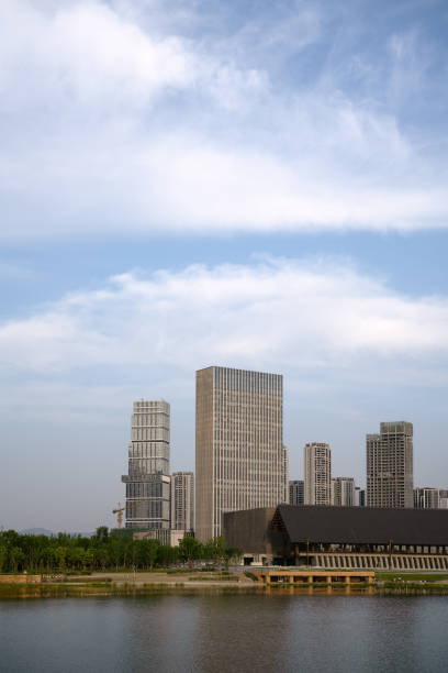 istock Chengdu City and river at dusk 1402582408