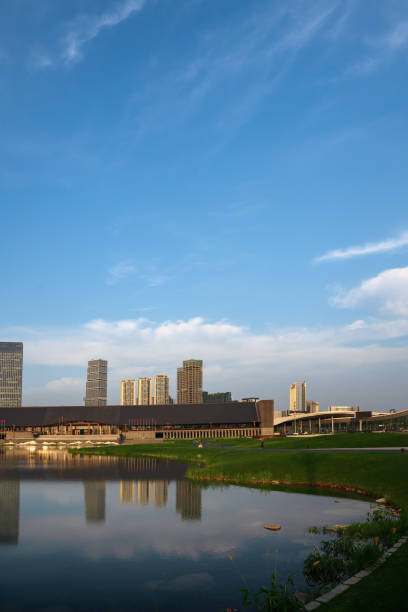 istock Chengdu City and river at dusk 1402582520