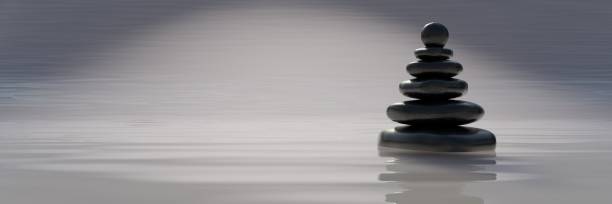 istock Balance stone, Zen pebbles stack on water, copy space. Spa wellness, yoga meditation. 3d render 1402583837
