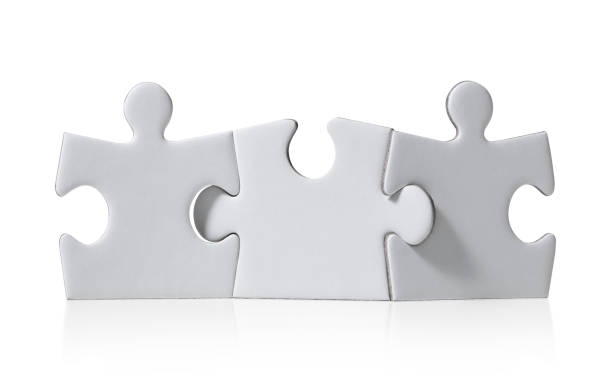 Three puzzle pieces. Concept photography. stock photo