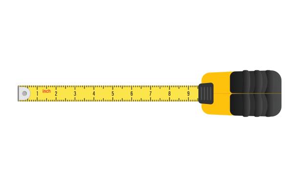 Measuring tape icon in flat style. Measure equipment vector illustration on isolated background. Yardstick sign business concept. Measuring tape icon in flat style. Measure equipment vector illustration on isolated background. Yardstick sign business concept. yard measurement stock illustrations