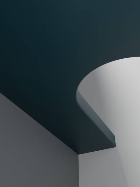 istock 3D Rendering Dark Green and White Studio Shot Background with Geometric Shapes. 1402587766
