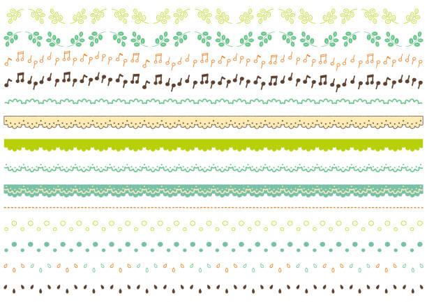 It is a color illustration set of decorative rules with a simple and cute pattern. It is an illustration that can be used for all kinds of designs such as the web and paper media. intercalated disc stock illustrations