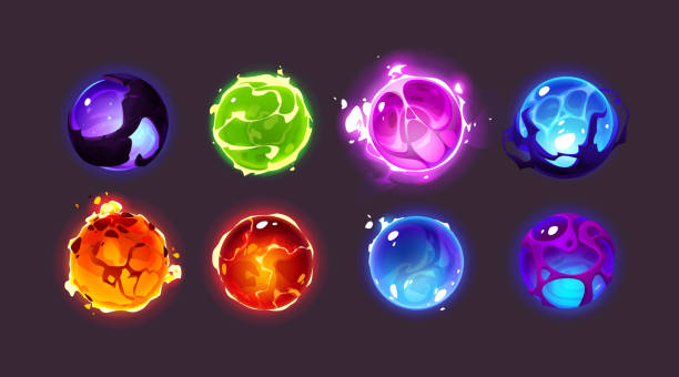 магические сферы, энергетические шары с мистическим свечением - leisure games flash stock illustrations
