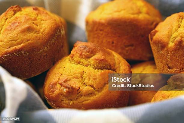 Pumpkin Muffins In A Basket Stock Photo - Download Image Now - Bread, Breakfast, Carbohydrate - Food Type