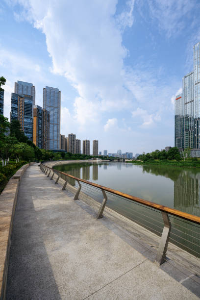 istock Bridges and meadows by the river on sunny days 1402590363