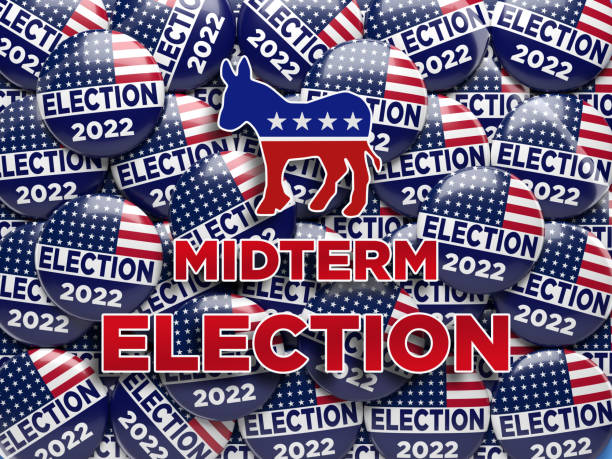 istock 2022 midterm election badges and Democrat party icon. 1402592473