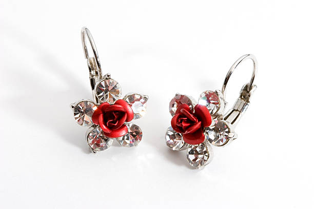 ohrringe - earring ruby gold rose stock-fotos und bilder