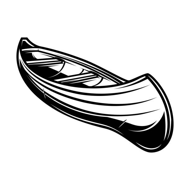카약, 카누의 그림. 포스터, 카드, 배너, 기호에 대한 디자인 요소. 벡터 일러스트 레이 션 - fishing boat rafting river recreational pursuit stock illustrations