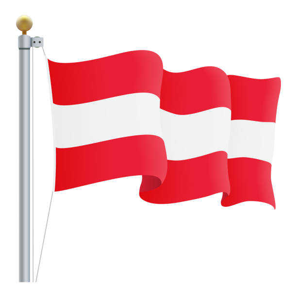 развевающийся флаг австрии изолирован на белом фоне. векторная иллюстрация. - austrian flag stock illustrations