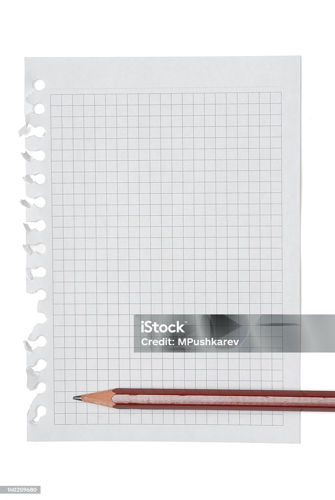 Lápis na página do bloco de notas - Foto de stock de Branco royalty-free