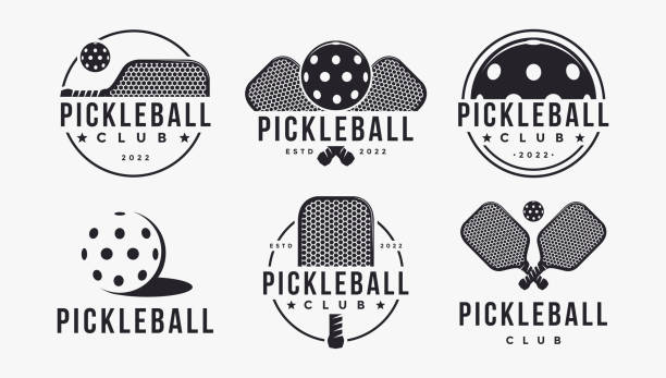 Set of Vintage Pickleball logo badge label vector on white background